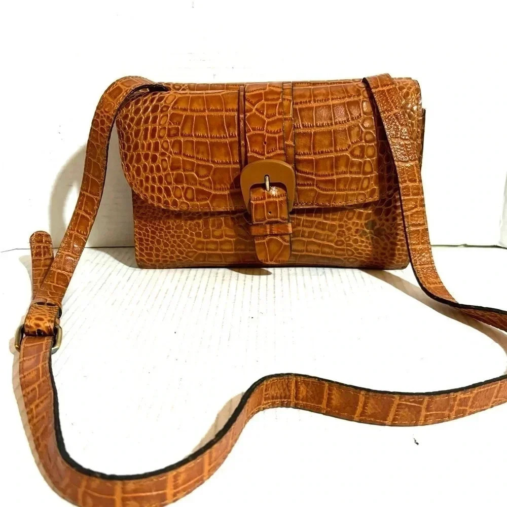 Patricia Nash tauriana cognac leather crossbody handbag